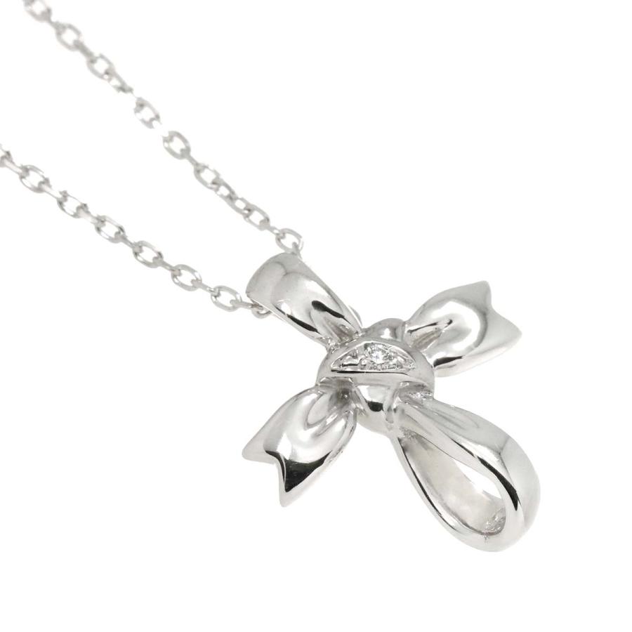 MIKIMOTO ミキモト ダイヤ 0.01ct クロス ネックレス 40cm K18 WG  