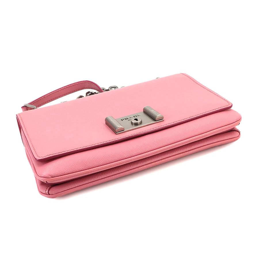 PRADA 新品同様 プラダ サフィアーノ ショルダー バッグ レザー ピンク  