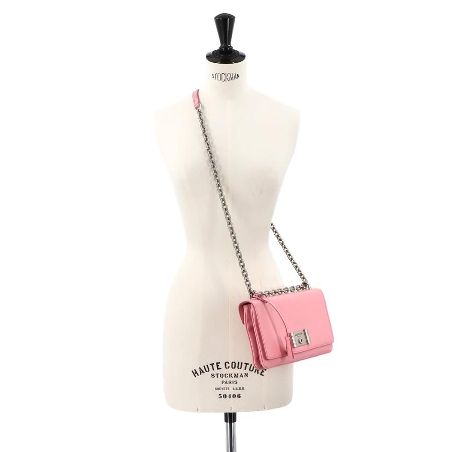 PRADA 新品同様 プラダ サフィアーノ ショルダー バッグ レザー ピンク  