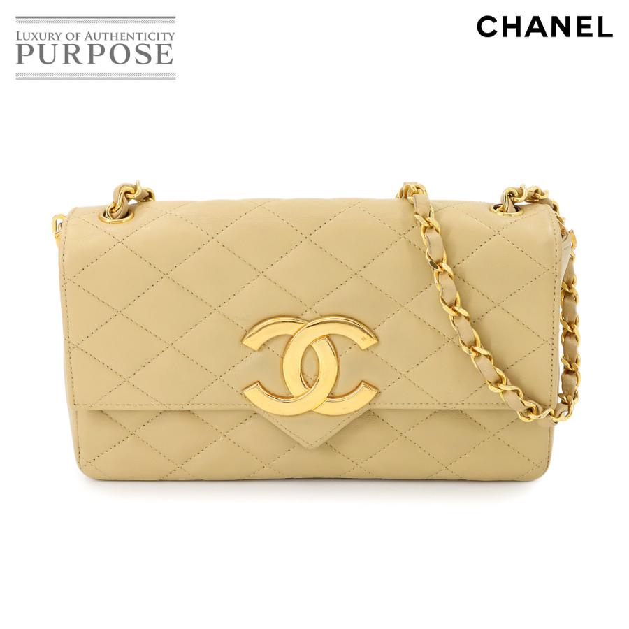 CHANEL ショルダーバッグ ベージュ レザー キルティング CCロゴ CHANEL ショルダーバッグ ベージュ レザー キルティング CCロゴ