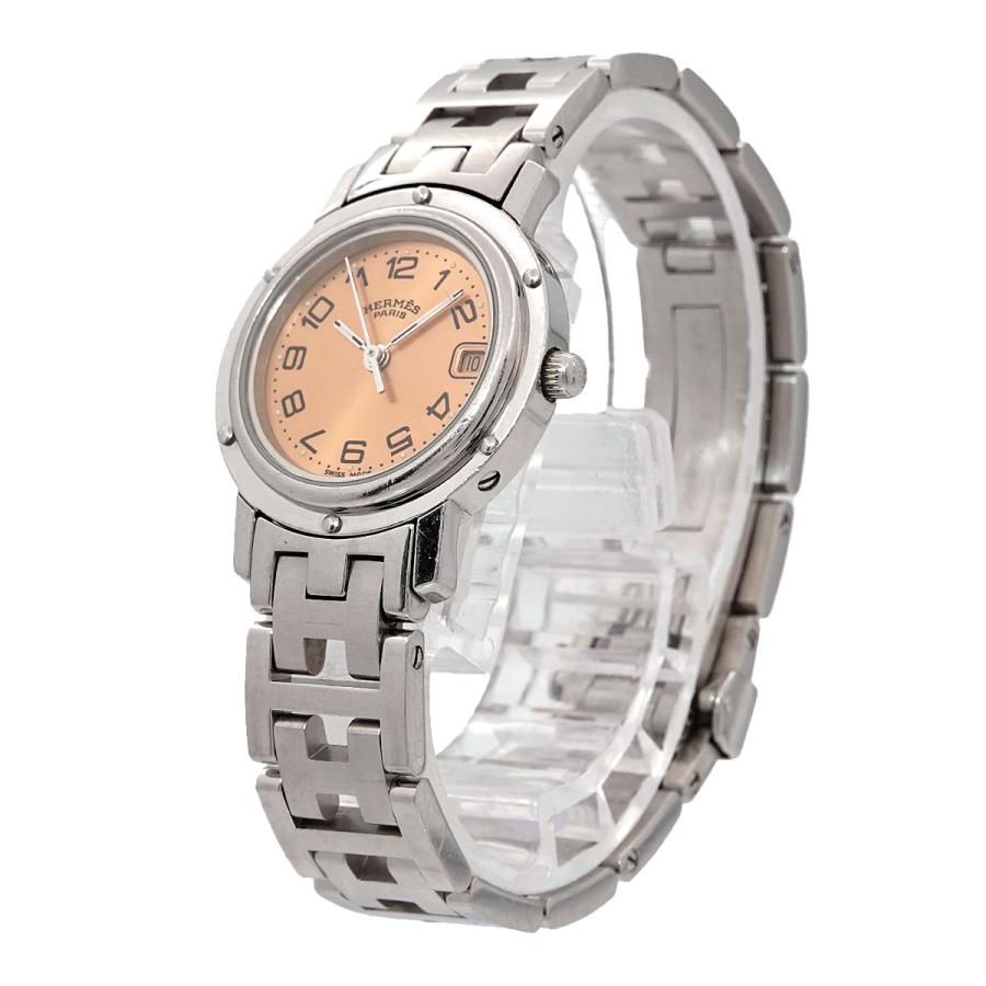 HERMES エルメス クリッパー CL4 210 レディース 腕時計 デイト ピンク  