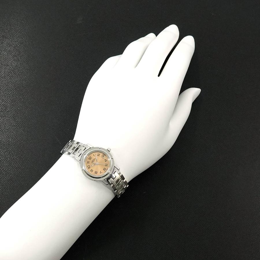 HERMES エルメス クリッパー CL4 210 レディース 腕時計 デイト ピンク  