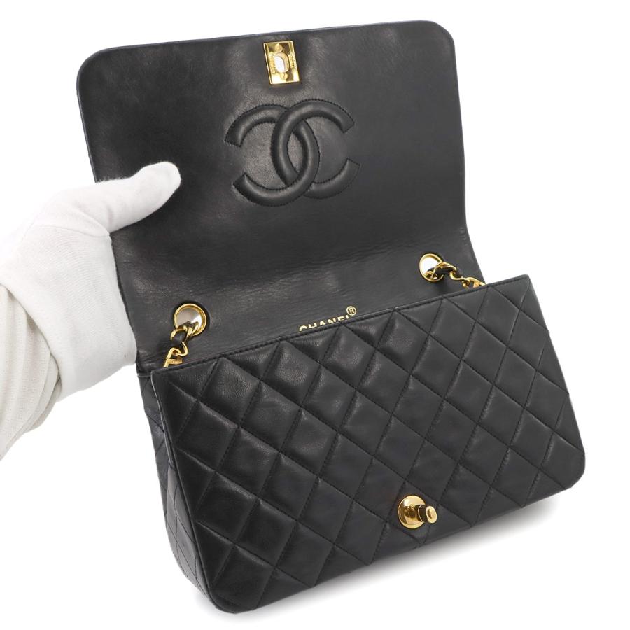 CHANEL 美品 シャネル マトラッセ チェーン ショルダー バッグ レザー  