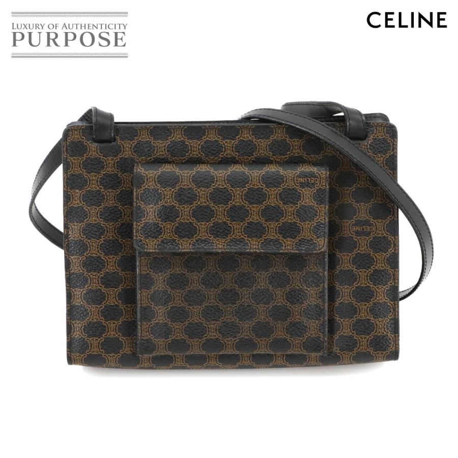 CELINE 新品同様 セリーヌ マカダム ショルダー バッグ PVC レザー 