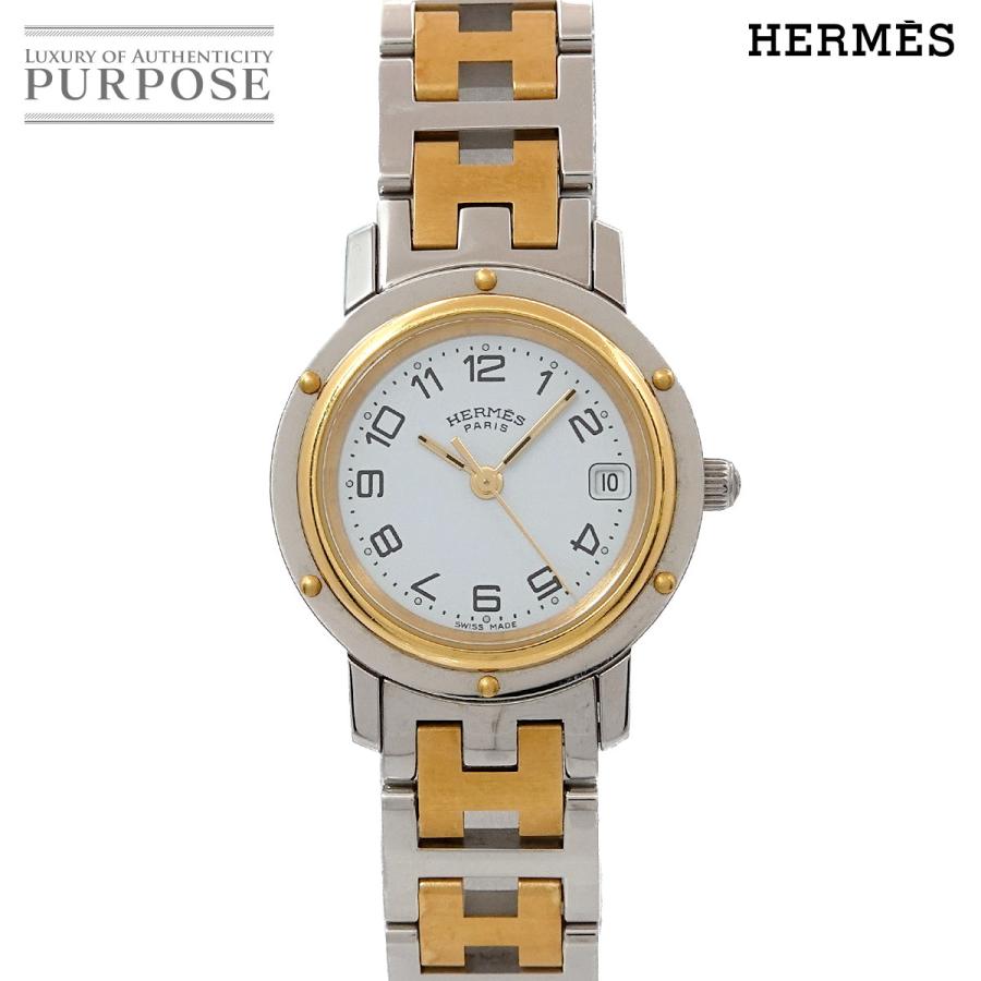 HERMES エルメス クリッパー コンビ CL4 220 レディース 腕時計 デイト 