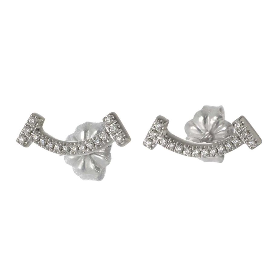 TIFFANY&Co. ティファニー T スマイル ダイヤ ピアス K18 WG ホワイト 