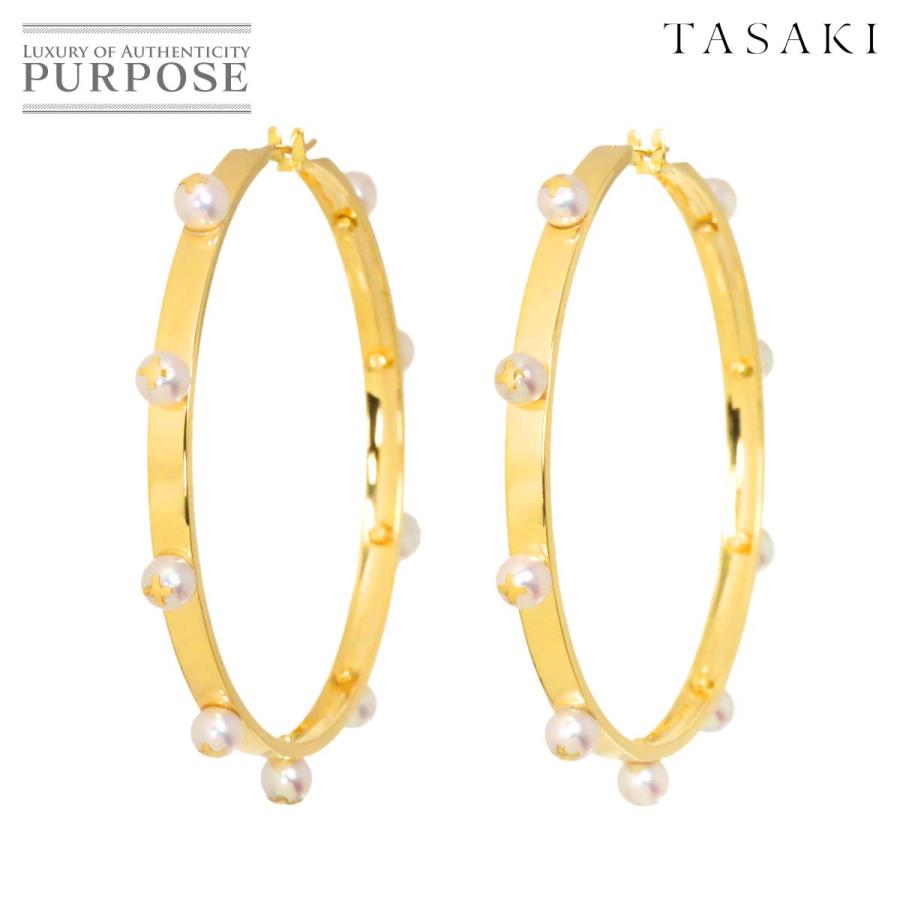 TASAKI タサキ アコヤ真珠 4.0-3.7mm フープ ピアス K18 YG 750 パール  