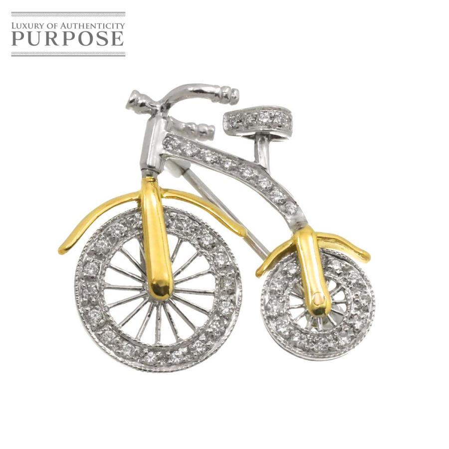 ダイヤ 0.30ct K18 WG YG ブローチ ペンダントトップ ホワイト  