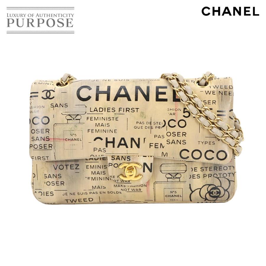 新品同様 シャネル バッグ ニュースペーパー プリント チェーン ショルダー バッグ レザー レディース 90272845 【中古】ブランド CHANEL（シャネル） 新品同様 ニュースペーパー プリント チェーン
