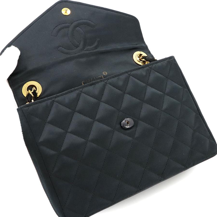 CHANEL 美品 シャネル マトラッセ チェーン ショルダー バッグ サテン  