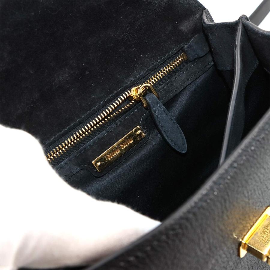 miumiu レザーショルダーバッグ 黒 ゴールド金具 MIUMIU ミュウミュウ レザー 2WAY ハンドバッグ ブラック RR1424