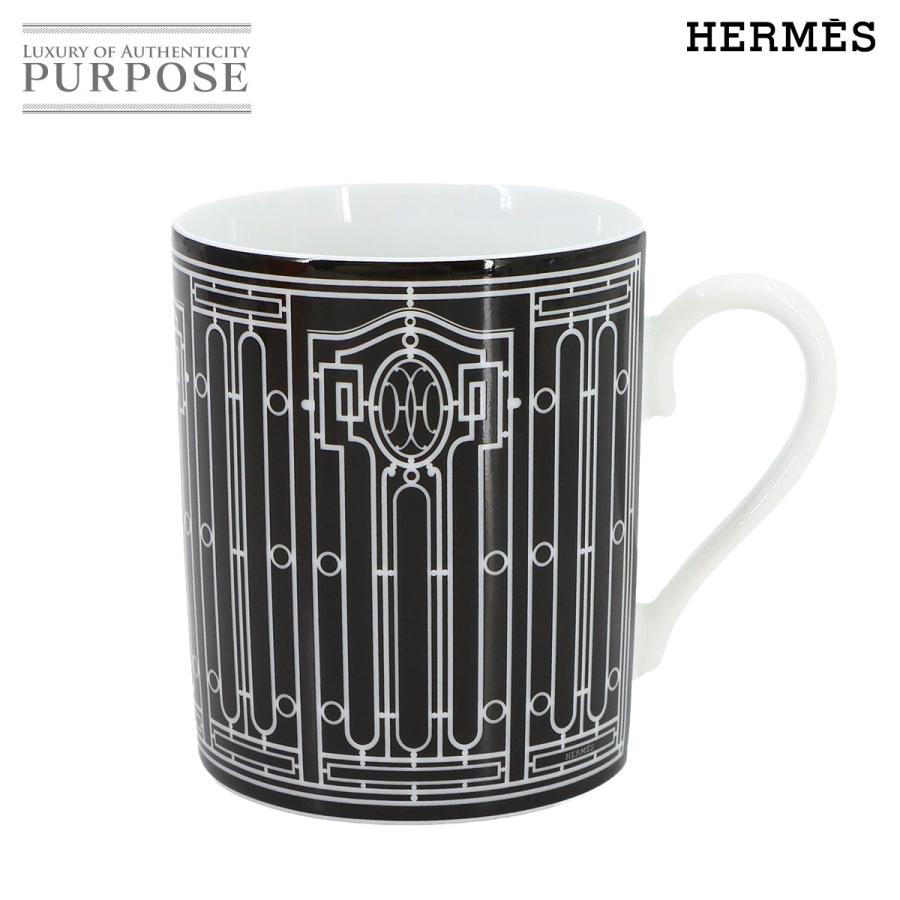 HERMES 未使用 展示品 エルメス Hデコ マグ ブラック ホワイト H Deco 