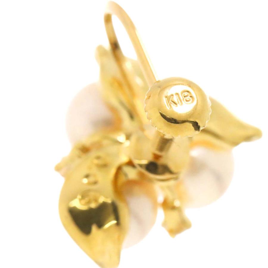 アコヤ真珠 5.5-5.7mm ダイヤ 0.06ct×2 K18 YG イヤリング イエロー  