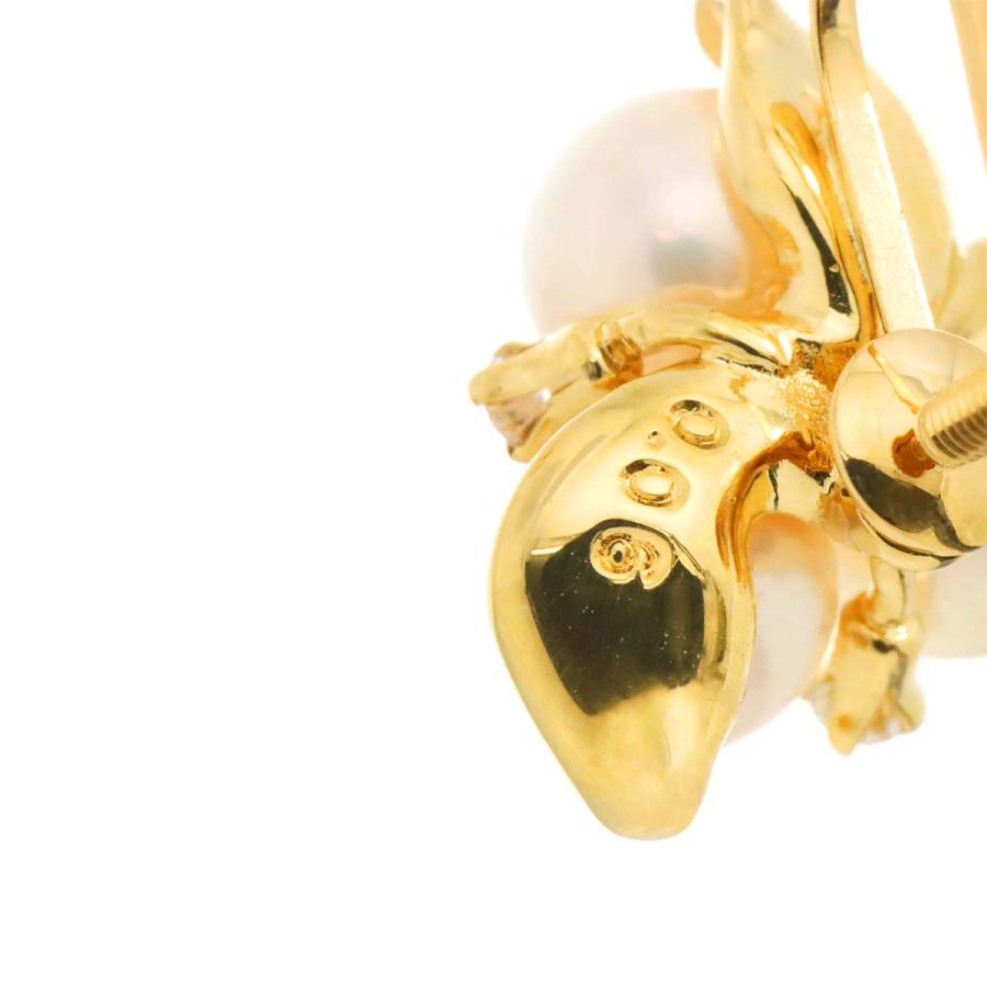 アコヤ真珠 5.5-5.7mm ダイヤ 0.06ct×2 K18 YG イヤリング イエロー  