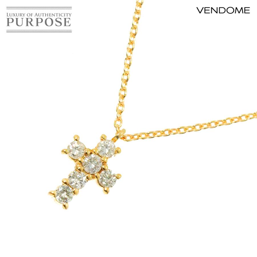 ヴァンドーム青山ゴールドチェーンネックレス ダイヤ装飾付き ヴァンドーム青山ネックレス18k イエローゴールドクロス