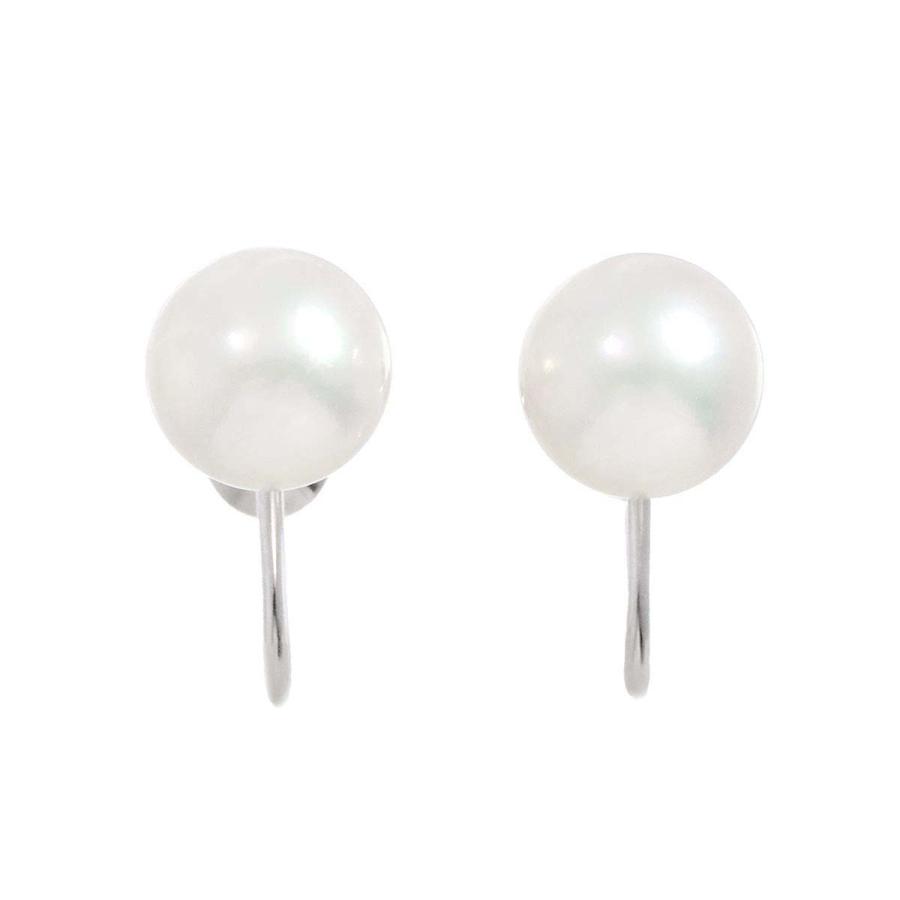 MIKIMOTO ミキモト アコヤ真珠 9.1mm イヤリング K18 WG ホワイト 