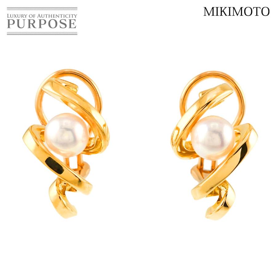 MIKIMOTO ミキモト アコヤ真珠 6.1mm イヤリング K18 YG イエロー  