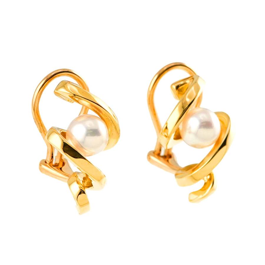 MIKIMOTO ミキモト アコヤ真珠 6.1mm イヤリング K18 YG イエロー  