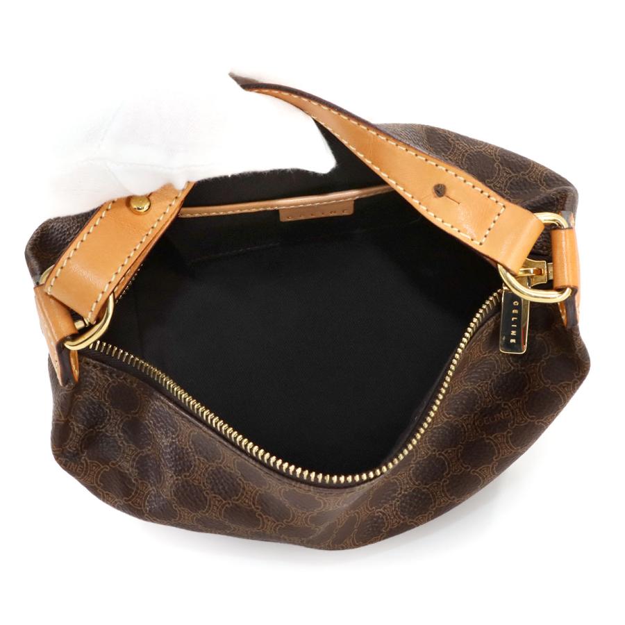 CELINE 美品 セリーヌ マカダム柄 ハンド バッグ PVC レザー ブラウン  