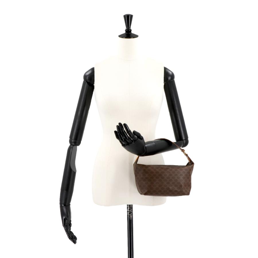CELINE 美品 セリーヌ マカダム柄 ハンド バッグ PVC レザー ブラウン  