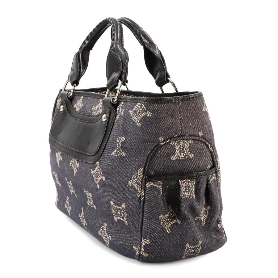 【美品】セリーヌ パリマカダム柄 ブギーバッグ レザー×デニム 白 美品】セリーヌ パリマカダム柄 ブギーバッグ レザー×デニム 白