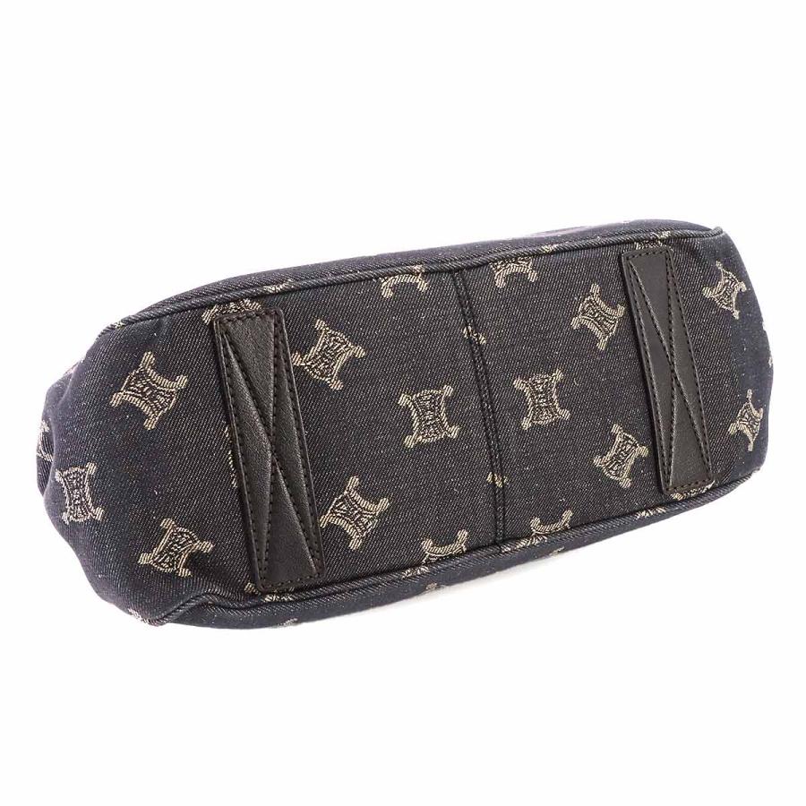 【美品】セリーヌ パリマカダム柄 ブギーバッグ レザー×デニム 白 美品】セリーヌ パリマカダム柄 ブギーバッグ レザー×デニム 白