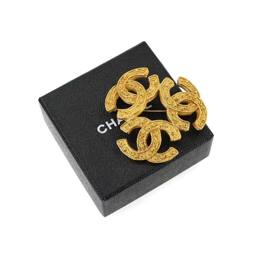 美品 シャネル CHANEL トリプルココ ブローチ ゴールド アクセサリー