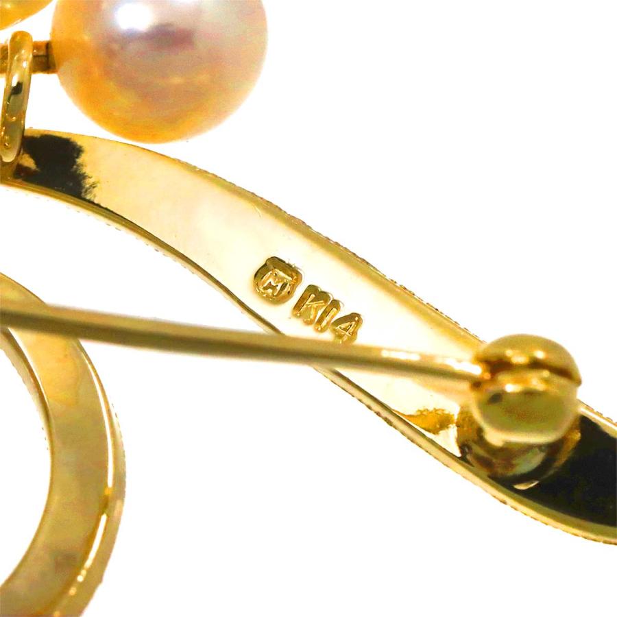 MIKIMOTO ミキモト アコヤ真珠 5.6-5.0mm ブローチ K14 YG イエロー  