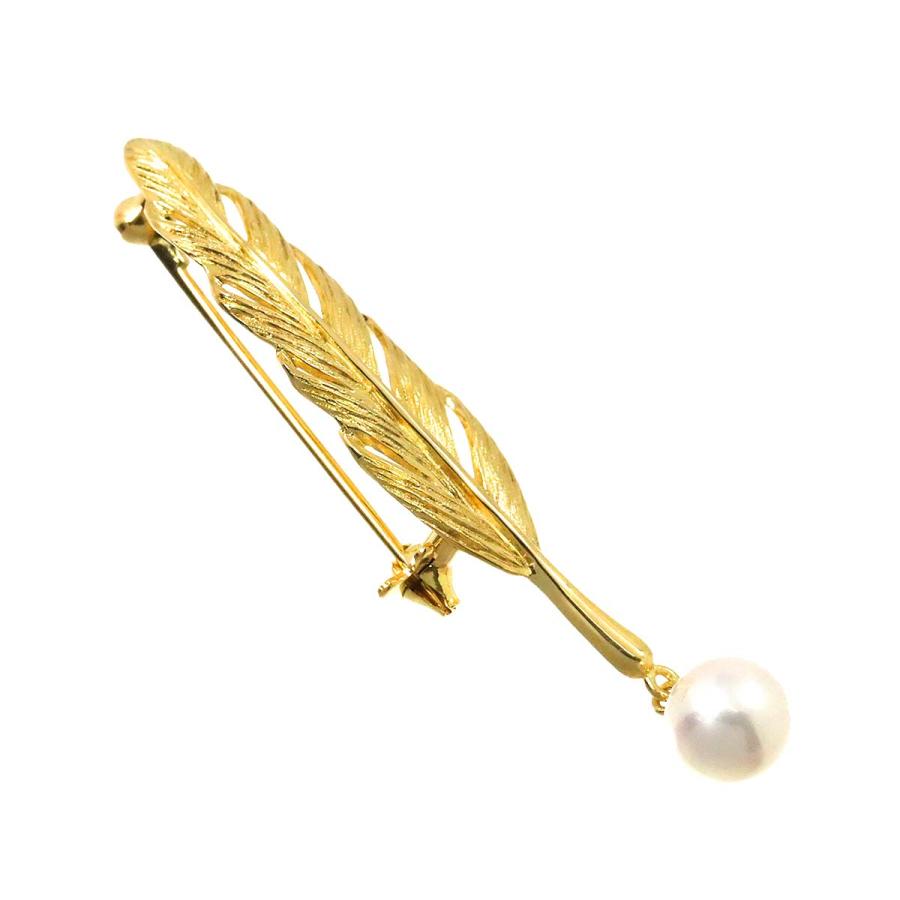 MIKIMOTO ミキモト アコヤ真珠 7.1mm ブローチ K18 YG イエロー  
