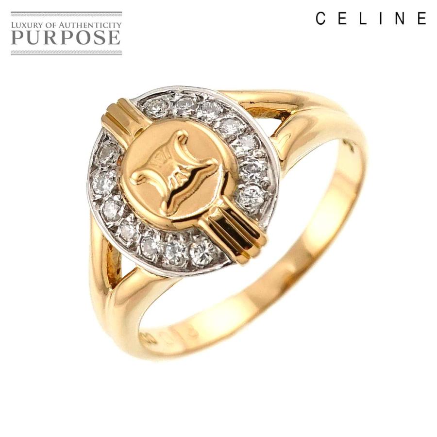CELINE セリーヌ マカダム 10.5号 リング ダイヤ 0.13ct Pt プラチナ  