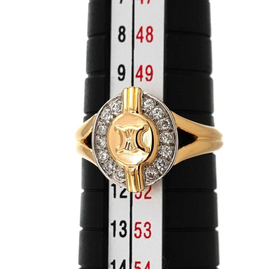 CELINE セリーヌ マカダム 10.5号 リング ダイヤ 0.13ct Pt プラチナ  