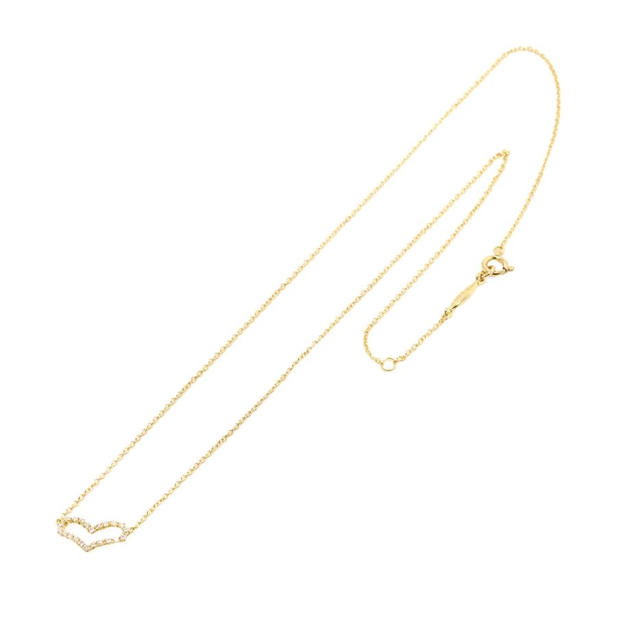 AHKAH アーカー ビリーブハート ダイヤ 0.13ct ネックレス 41cm K18 YG  