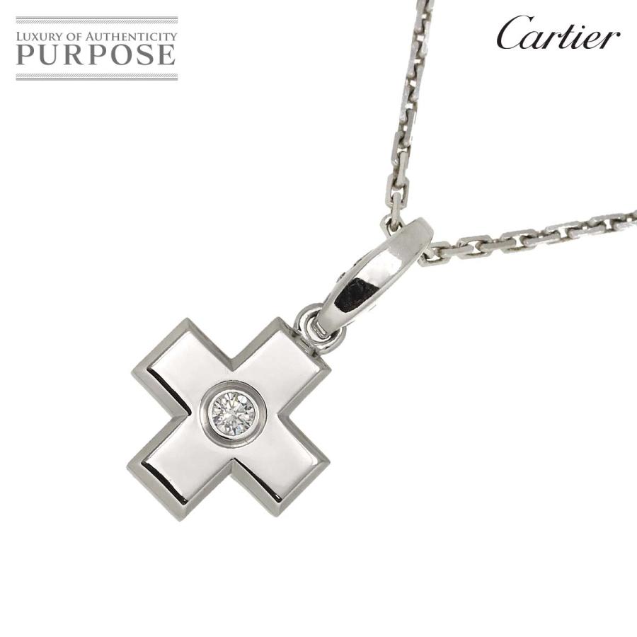 Cartier カルティエ クロス ダイヤ ネックレス 37cm K18 WG ホワイト  