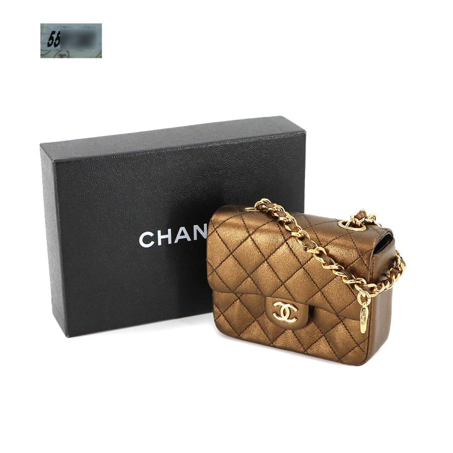 CHANEL マトラッセ コンパクト ケース ブロンズ CHANEL 新品同様 シャネル ミニミニ マトラッセ チェーン ポーチ