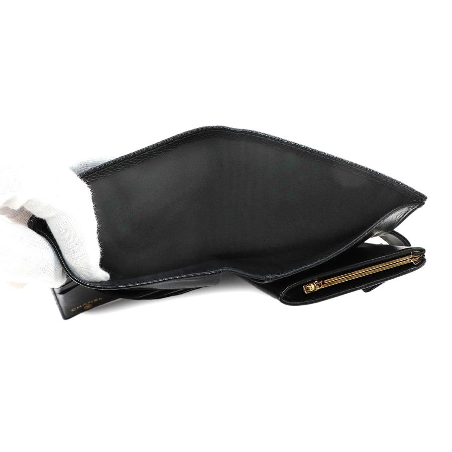 CHANEL シャネル キャビアスキン 二つ折り 長財布 がま口 レザー  