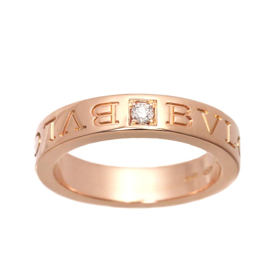 BVLGARI ブルガリ ダブル ロゴ 11.5号 リング ダイヤ 1P K18 PG ピンク  