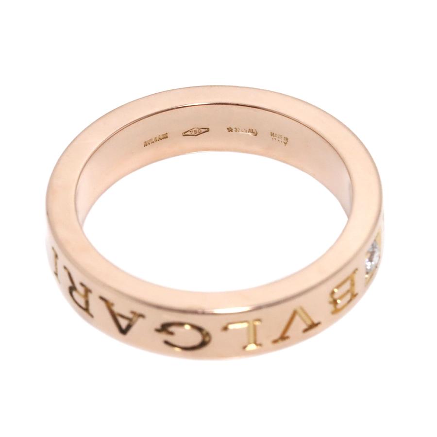 BVLGARI ブルガリ ダブル ロゴ 11.5号 リング ダイヤ 1P K18 PG ピンク  