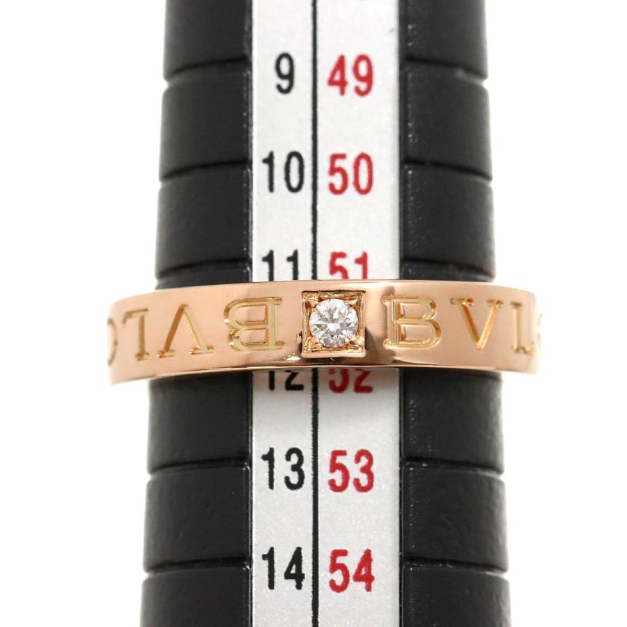 BVLGARI ブルガリ ダブル ロゴ 11.5号 リング ダイヤ 1P K18 PG ピンク  
