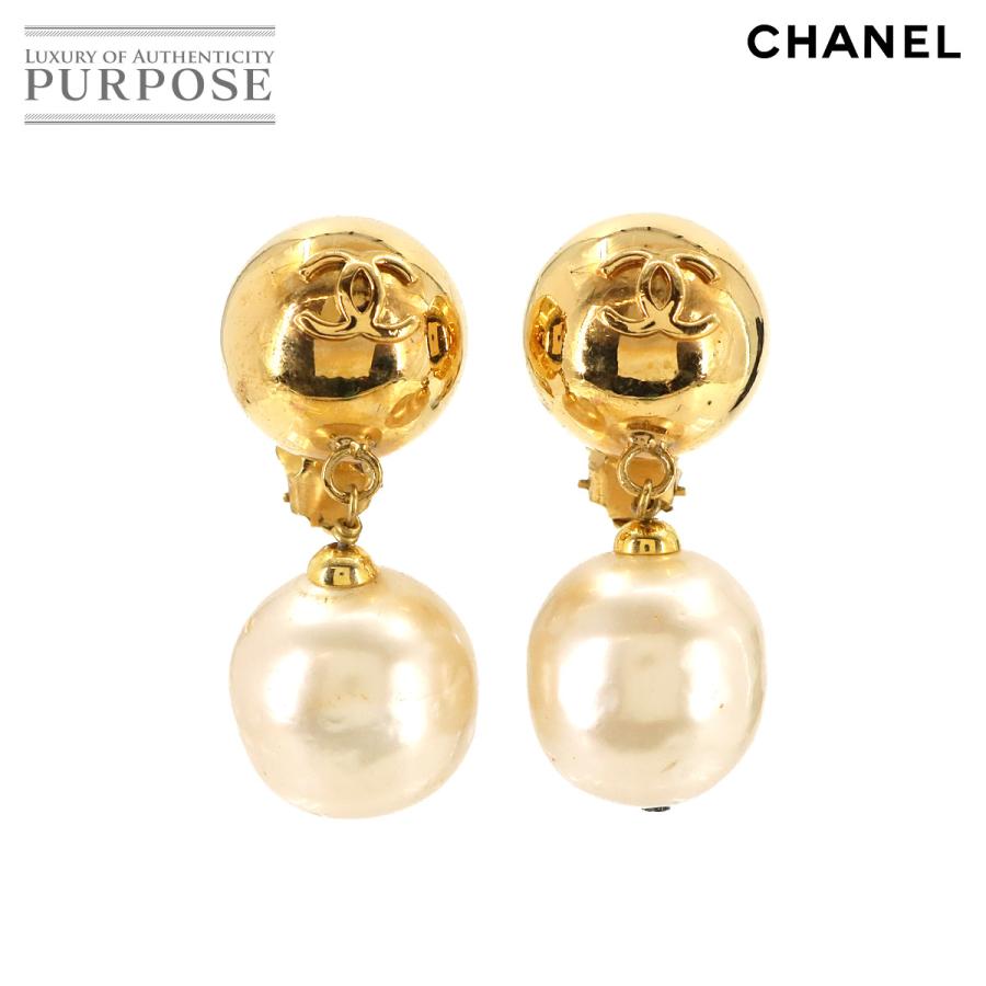 CHANEL シャネル ゴールドイヤリング フェイクパール 大ぶり 真贋済み
