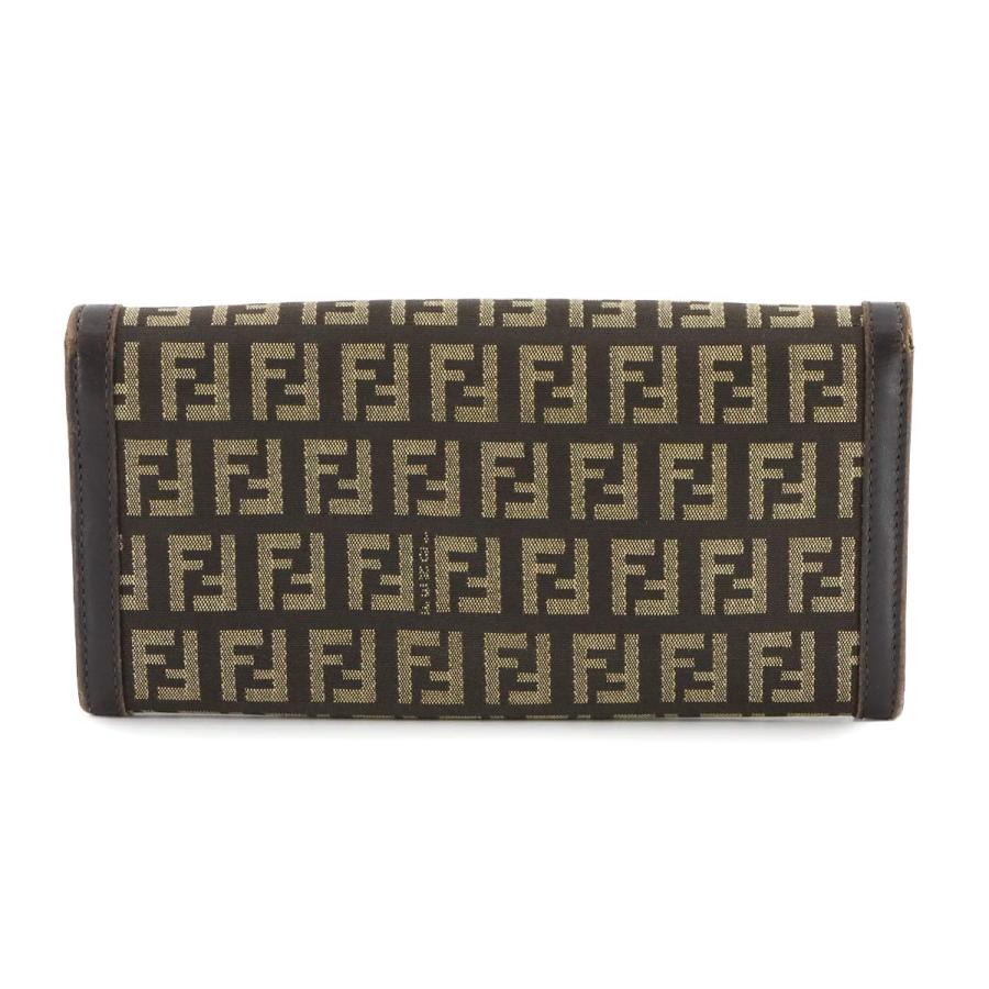 FENDI ズッキーノ 二つ折り財布 キャンバス ブラウン ブラック