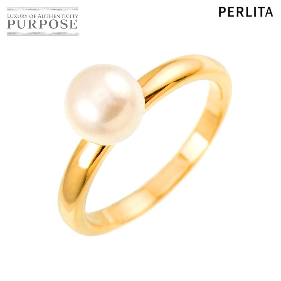MIKIMOTO ミキモト ペルリータ アコヤ真珠 7.3mm リング 16号 K18 YG  