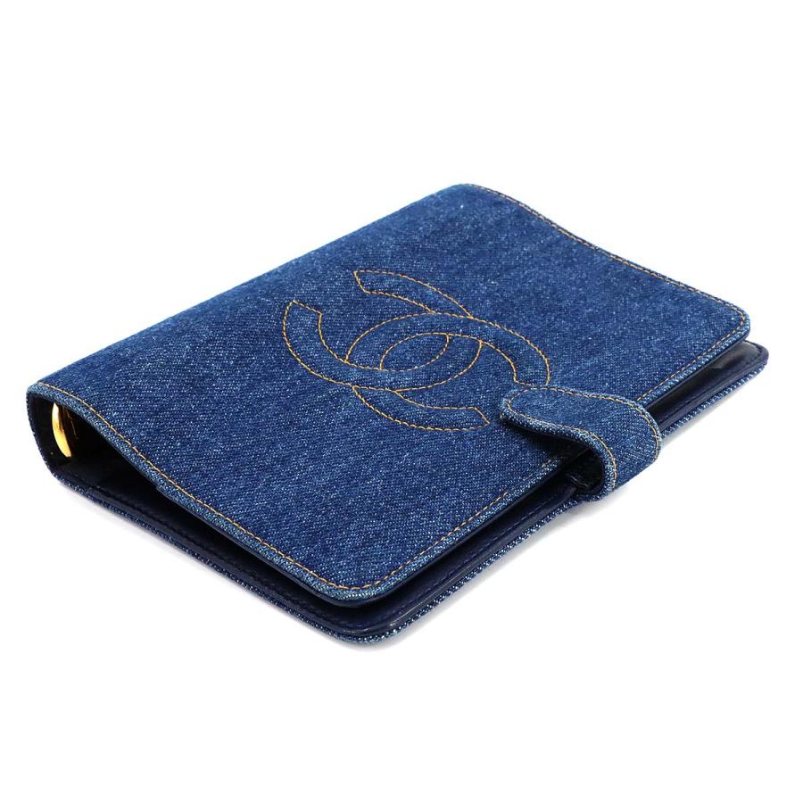 CHANEL 美品 シャネル アジェンダ 手帳カバー デニム ブルー A07013  