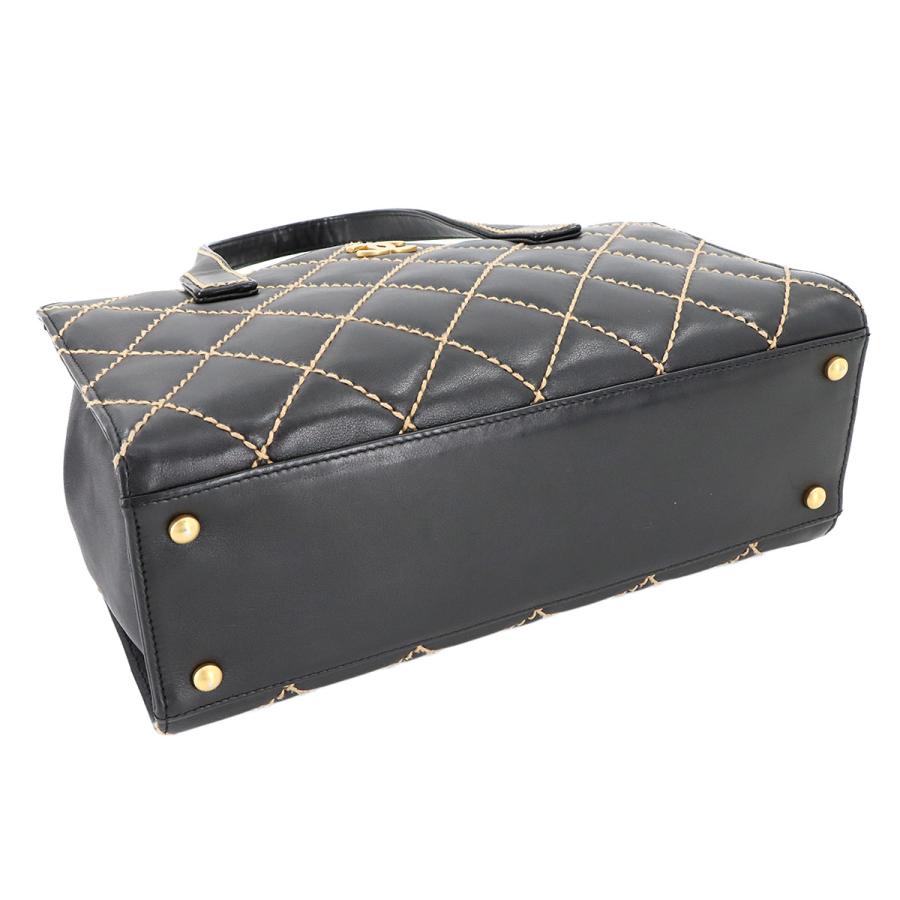 CHANEL 美品 シャネル ワイルドステッチ ハンド バッグ レザー