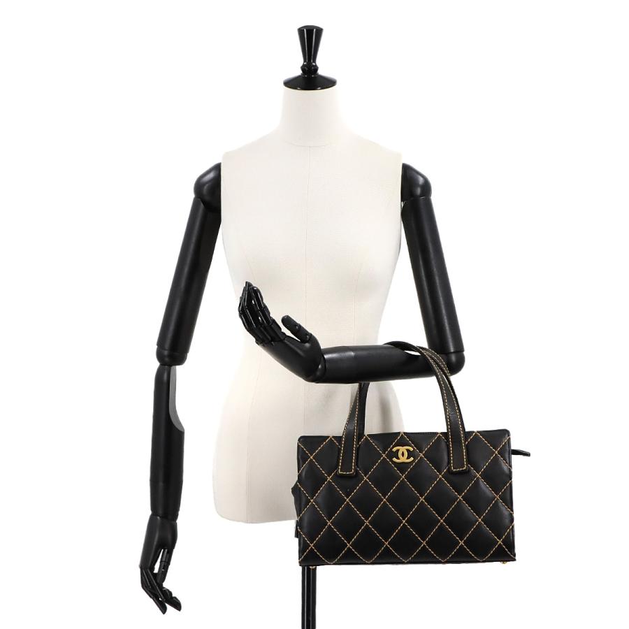 CHANEL 美品 シャネル ワイルドステッチ ハンド バッグ レザー