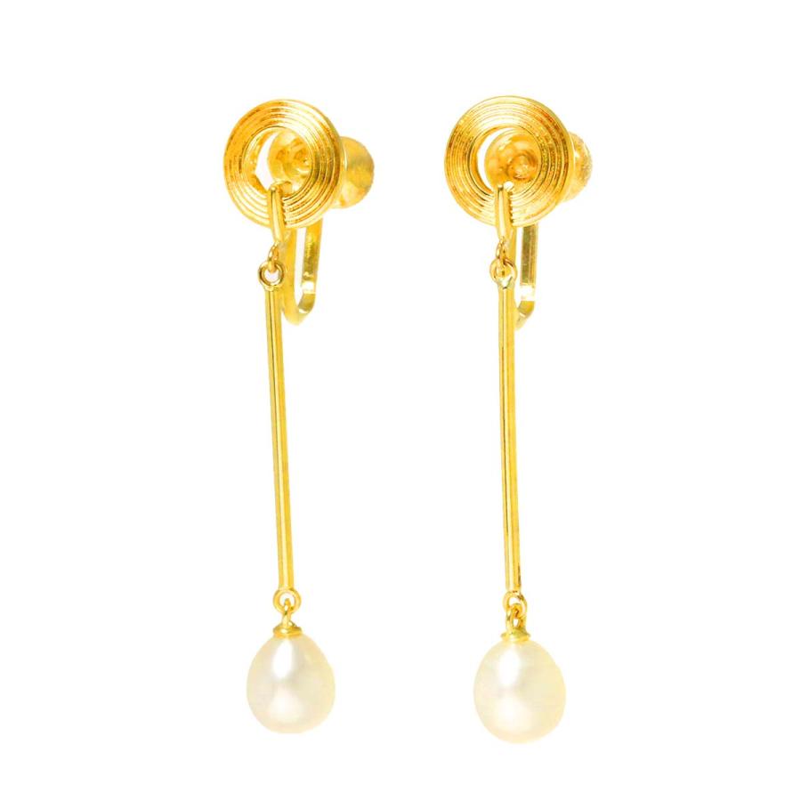 MIKIMOTO ミキモト 淡水真珠 6.1mm イヤリング K18 YG イエロー 