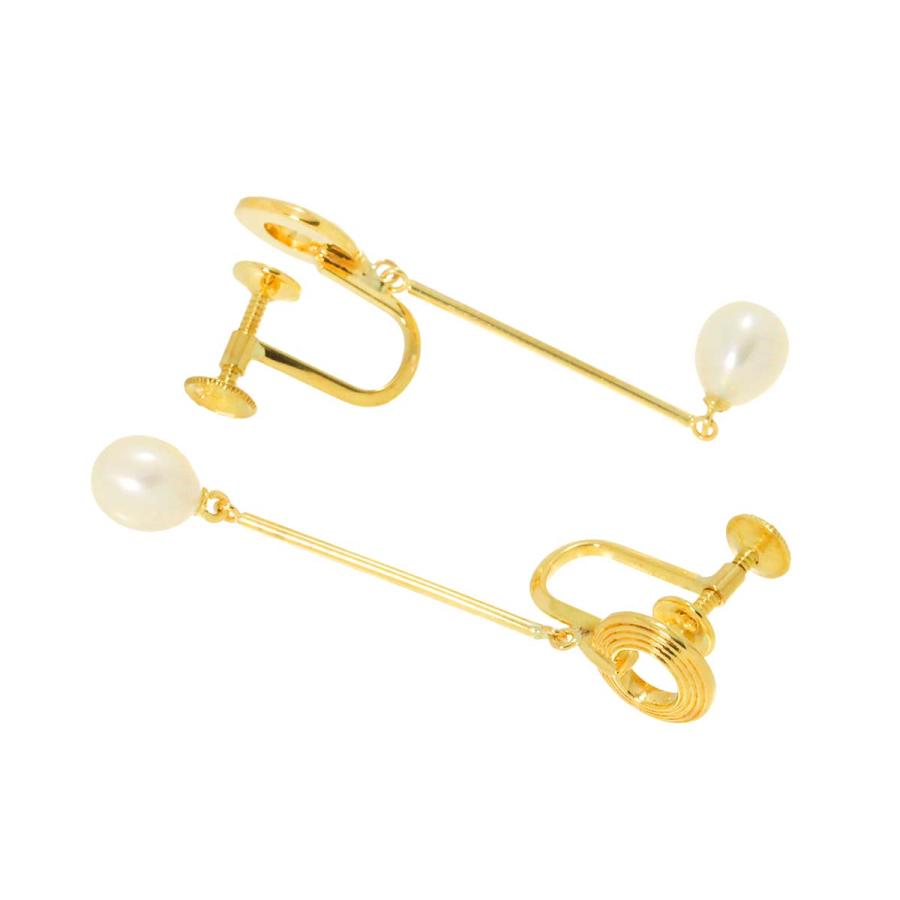 MIKIMOTO ミキモト 淡水真珠 6.1mm イヤリング K18 YG イエロー  