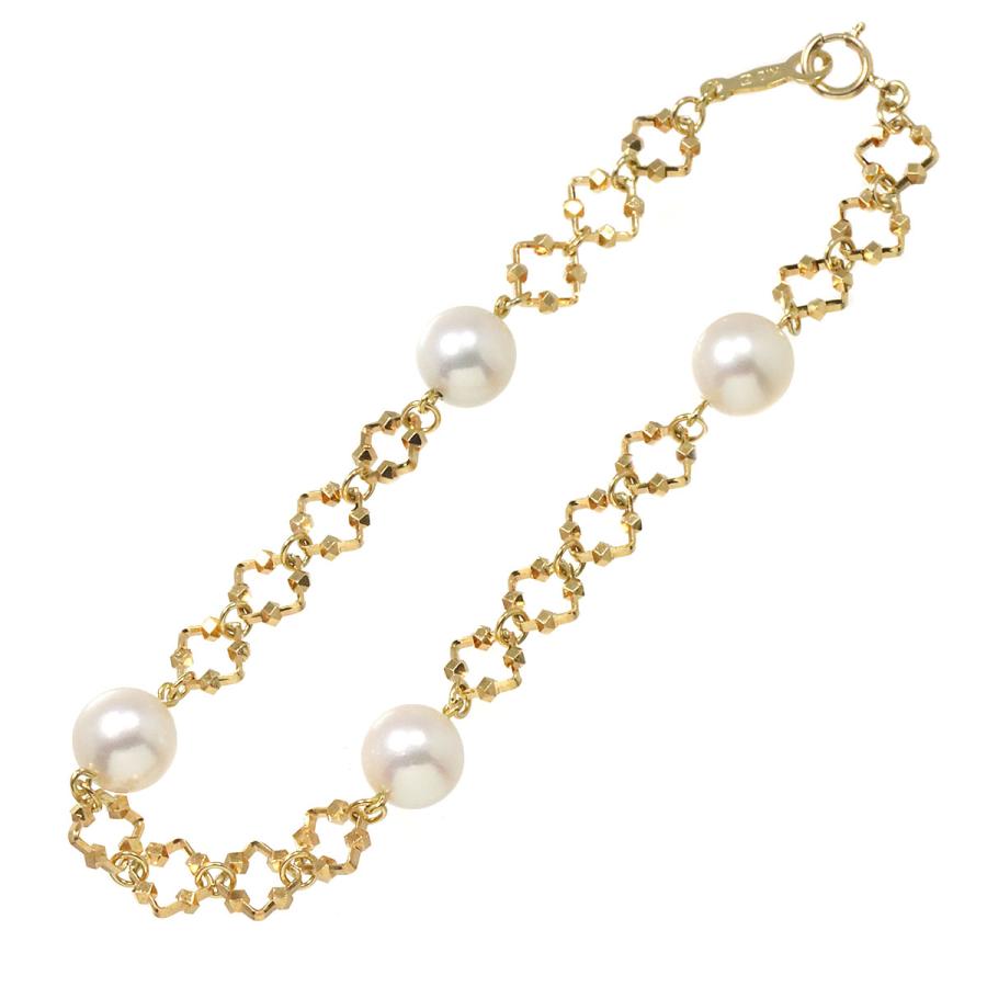 ミキモト MIKIMOTO アコヤ真珠 7.2-7.0mm ブレスレット 17cm K18 YG
