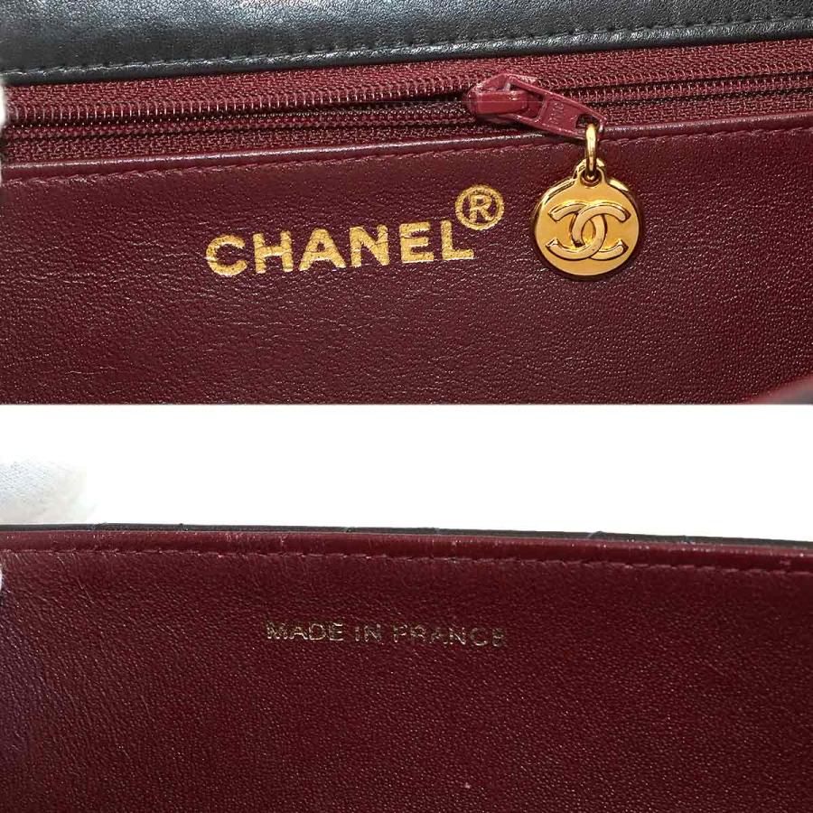 Chanel シャネル ダークブラウン レザー ゴールドバックル 綺麗