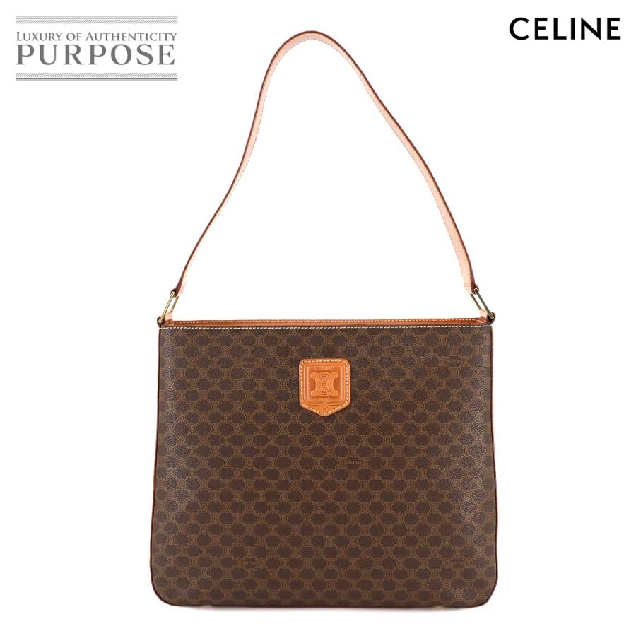 CELINE 美品 セリーヌ マカダム柄 ワンショルダー バッグ PVC ブラウン 
