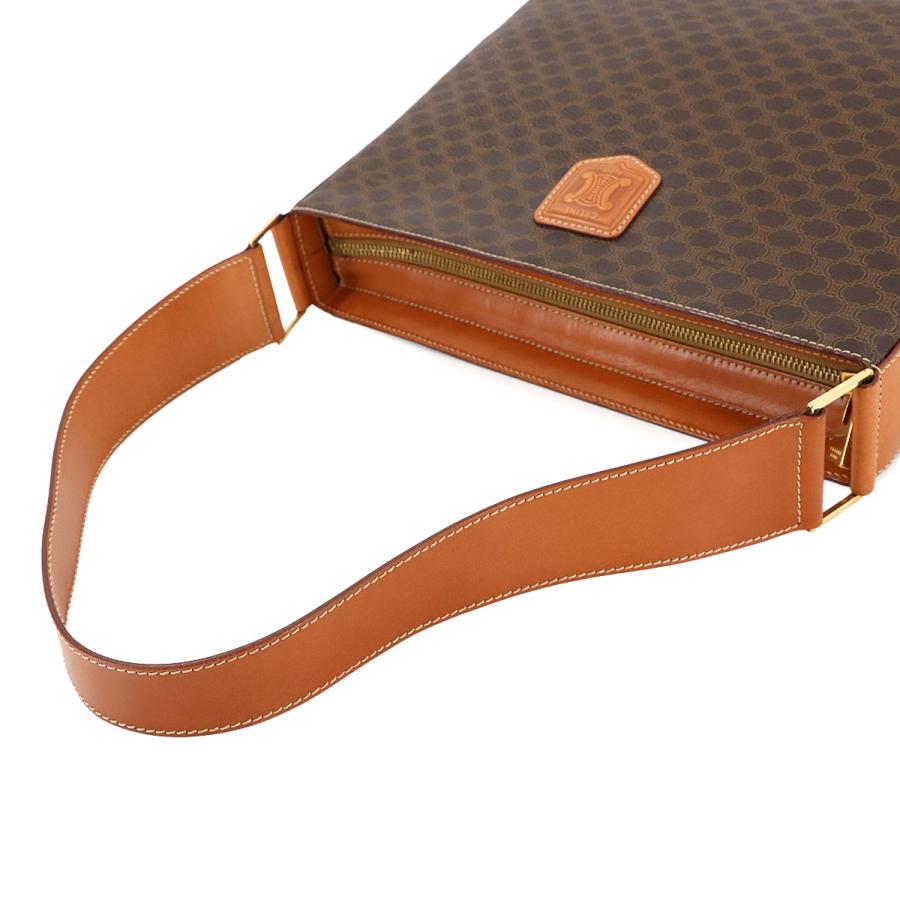 CELINE 美品 セリーヌ マカダム柄 ワンショルダー バッグ PVC ブラウン  